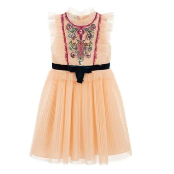 

Handmade Baby Girls Flower Embroidered Dress Evening Party Floral Dresses 2-12Yrs Sleeveless Girls Princess Party Dress CA983