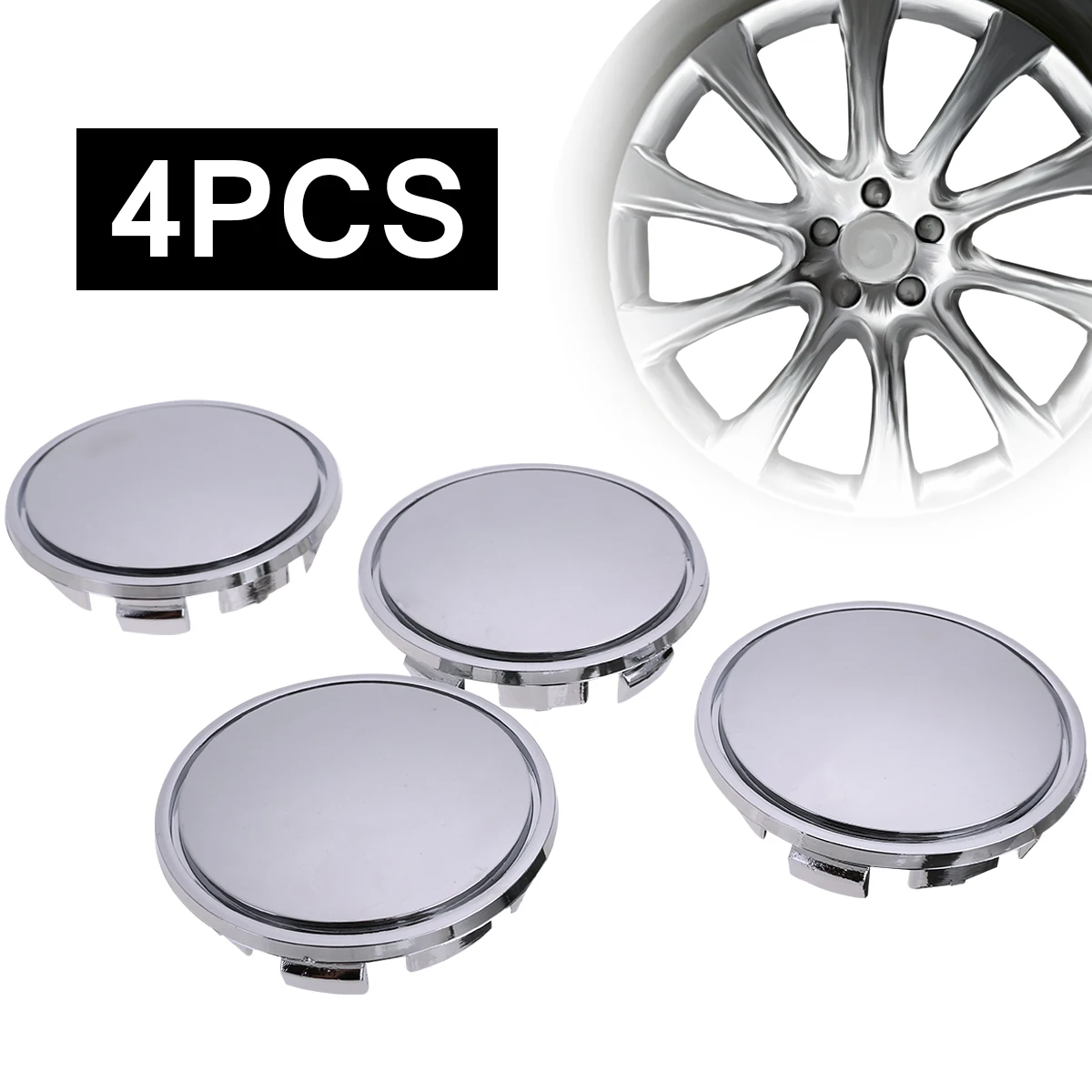4pcs 65mm Universal Car Wheel Center Hub Cap ABS Plastic Silver Wheel