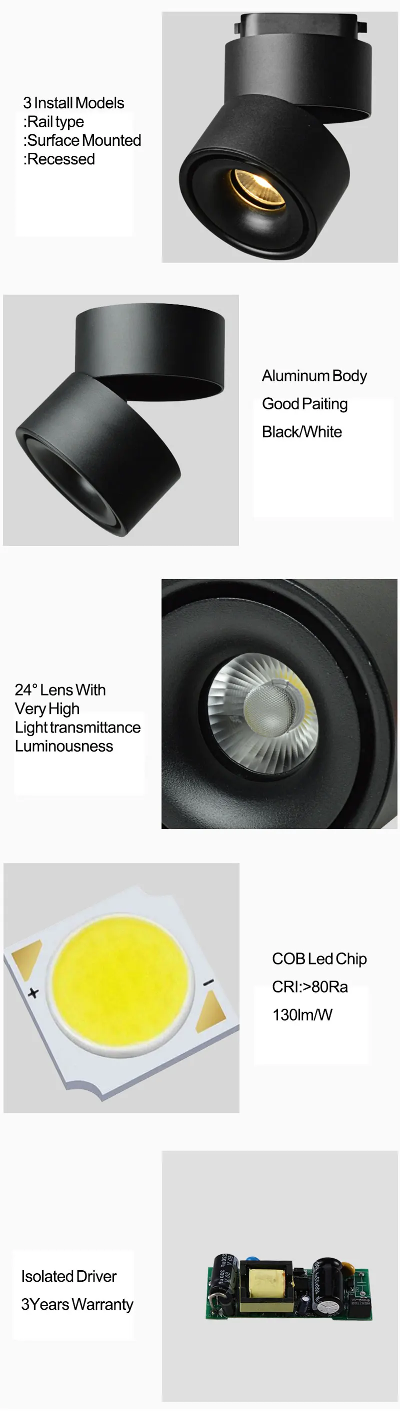 Free shipping COB led track light 7W 10W 12W 234 Wires Rail light 3 phase track spotlight for for Home Stores Shop Lighting (8)