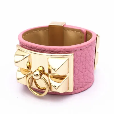 

Elegant Star essential rivet Collier De Chien litchi pattern bracelet