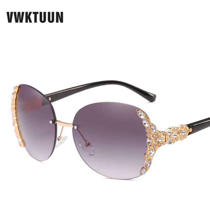 Vwktuun оправы солнцезащитных очков Для женщин с украшением в виде кристаллов рамки солнцезащитные очки для женщин, линзы с переходом цвета крупные сонечные очки UV400 Óculos - Цвет линз: Color 1