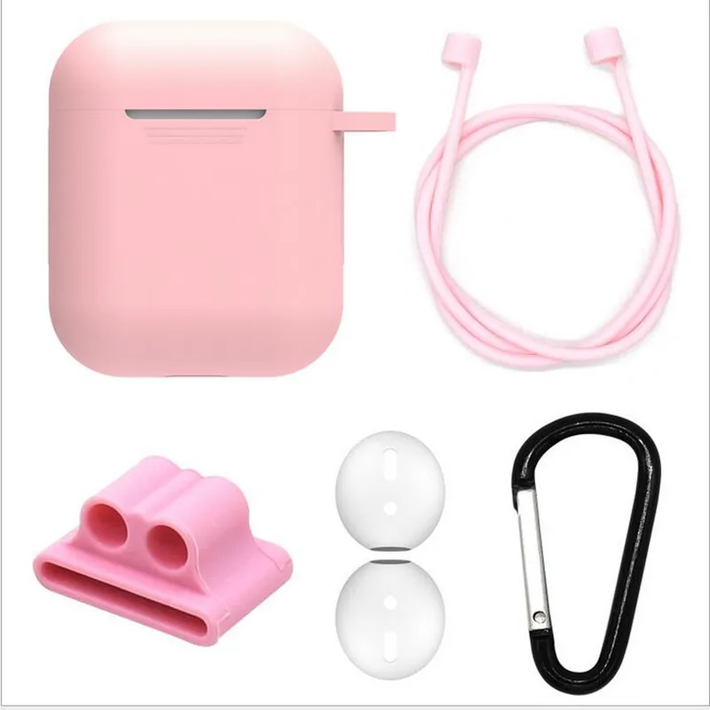 

5pcs Silicone Protective Cover Set Combination i9s Earphone bag Wireless Earphone Anti-Lost Rope Earplugs Sleeve for Airpods
