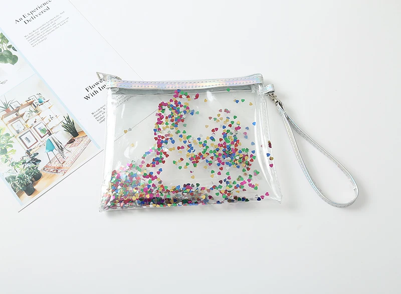 Блестки ПВХ Макияж сумка водонепроницаемый прозрачный маленький чемоданчик для косметики Женская дорожная сумка для косметики для хранения ювелирных изделий сумочка
