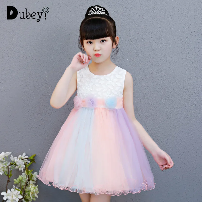 

Rainbow Color Tutu Dress Elegant Princess Costumes Girl Party Dress Flower Girl Wedding Birthday Party Clothing
