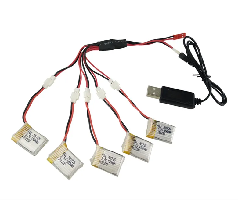 

BLL 3.7V 150mAh H8 Lipo Battery 5Pcs and 5 in 1 cable Charger for  H8 Mini RC Quadcopter
