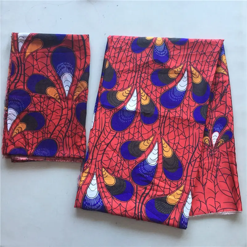 

African imitated silk fabric digital printed fabric nigerian design wax pattern 4yard silk fabric +2yard chiffon for dress 30