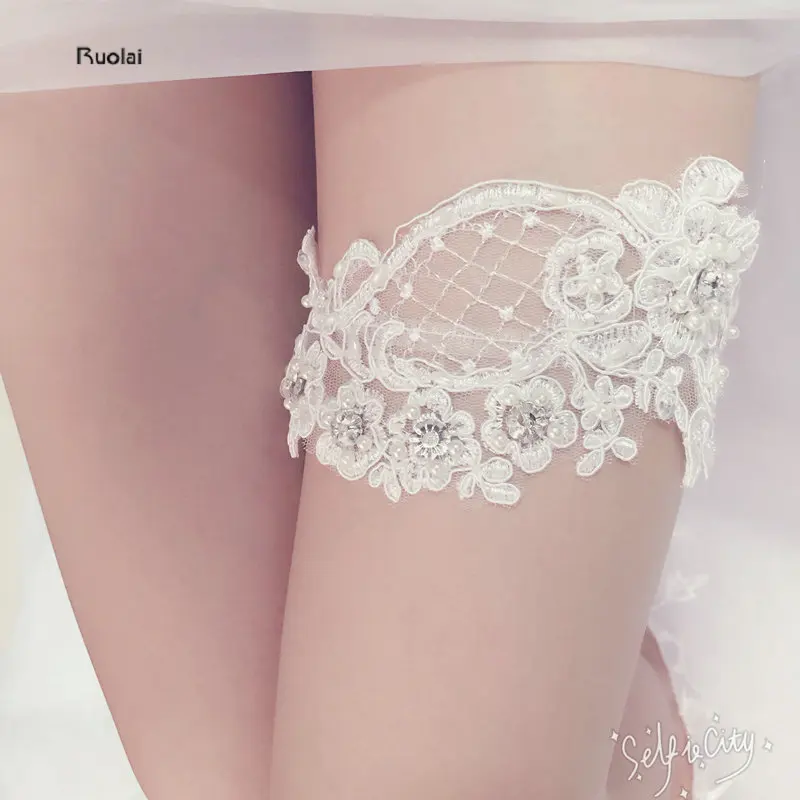 Cheap Free Size Ivory Lace Wedding Leg Garter Belt Rustic Wedding