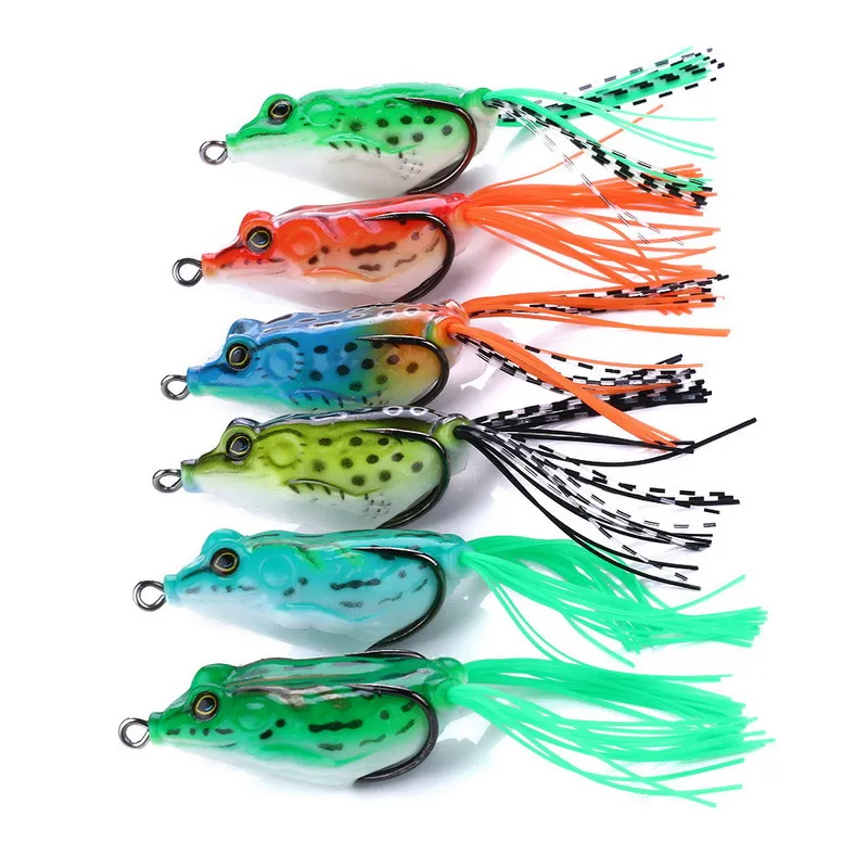 

1Pcs Lifelike Crank Frog Shape 5.5cm 12g Fishing Lures Topwater Ray Frog Artificial Soft Bait for Crap Fishing with Treble Hooks