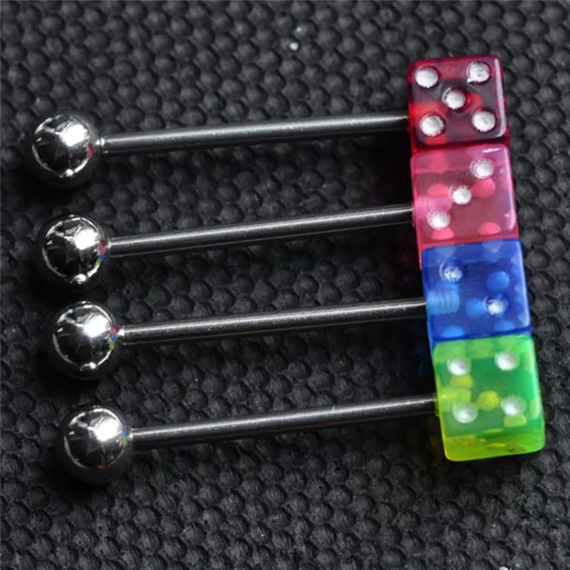 Wholesale 20pcs/Pack Chic Acrylic Square Stainless Steel Ball Dice Bar
