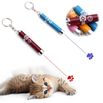 

New Arrival Pet Cat Kitten Toy Laser Pointer LED Light Pen Torch Moving Footprint Chase Toy