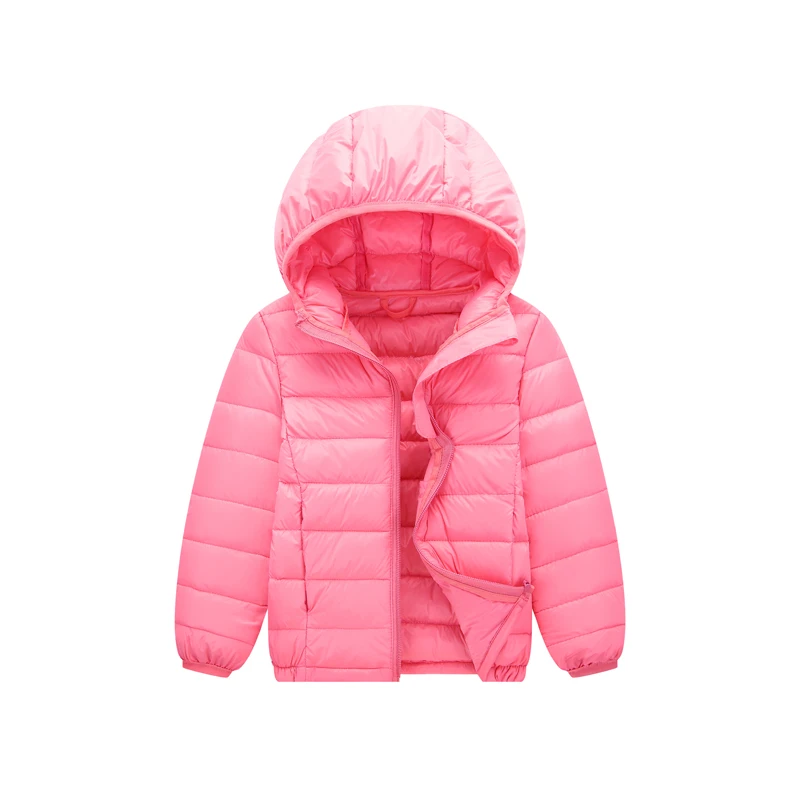Зимняя куртка для мальчиков свет малыша пуховое пальто с капюшоном теплая куртка для девочек весна пиджаки От 5 до 9 лет Для детей от 10 до 11 лет - Цвет: Pink