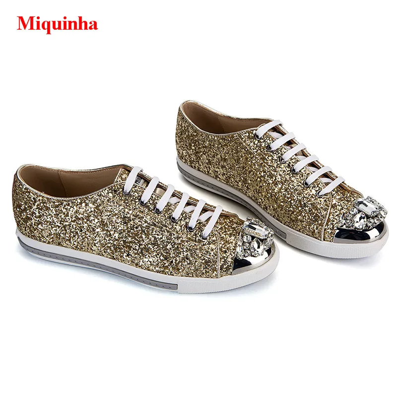 Casual as Marque As Cap Chaussures À Cristal De Up Derby Métal Or Dentelle Appartements Luxe Pic Pic toe Miquinha Paillettes Femmes Bling Glitter zqwHS1