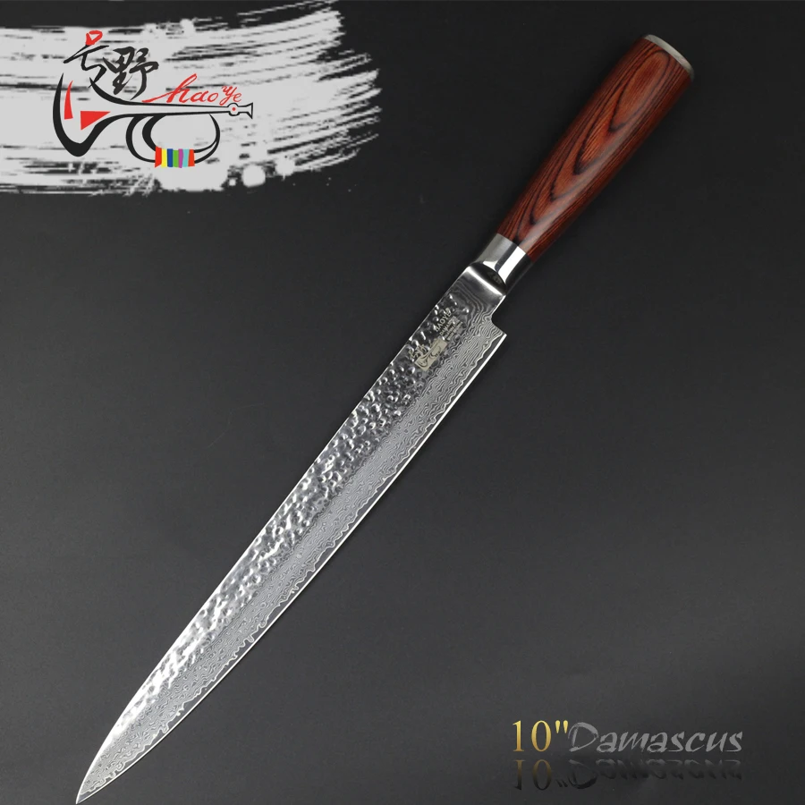 HAOYE 10 inch damascus cleaver sushi sashimi slicer Japan professional