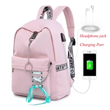 Backpack women's Student School Bag with Headphone Jack Backpacks with Charging Port Bag Female Multifunctional travel Backpack