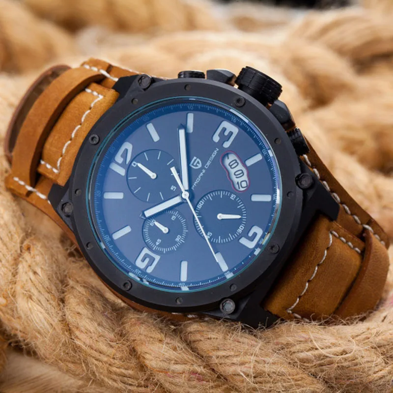 

Pagani Design Watches Men Military Leather Quartz Watch Luxury Brand Waterproof Multifunction Sports Wistwatch relogio masculino