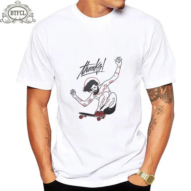 

BTFCL 2019 T Shirt Mens 100% Cotton Streetwear T-shirts Cartoon Skateboard Print Short Sleeve Tshirt