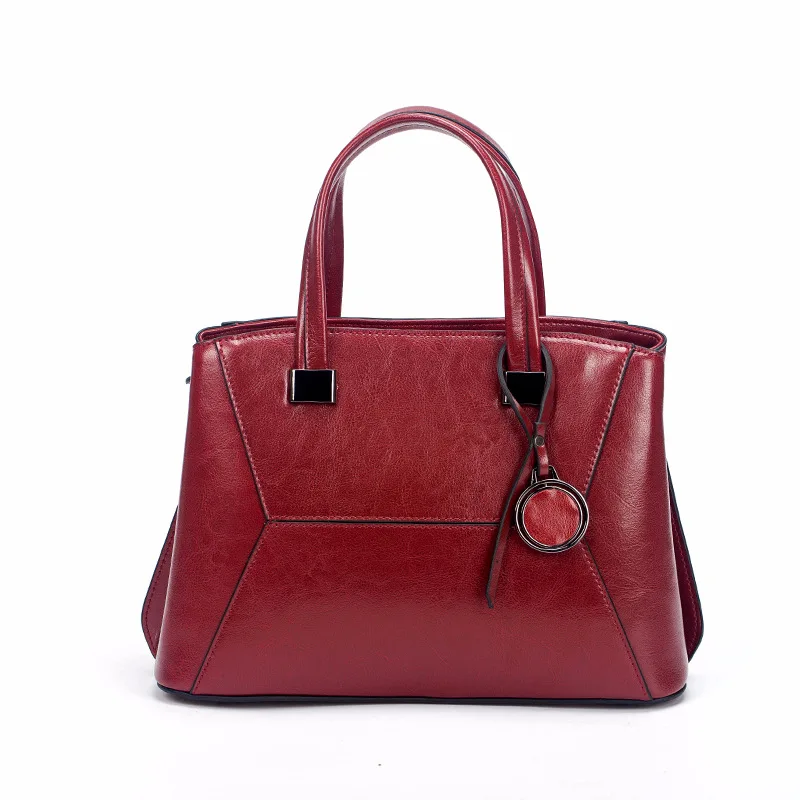 

Spring new true cowhide women's retro women's handbag oil wax leather fashion one-shoulder oblique span womens han and purses
