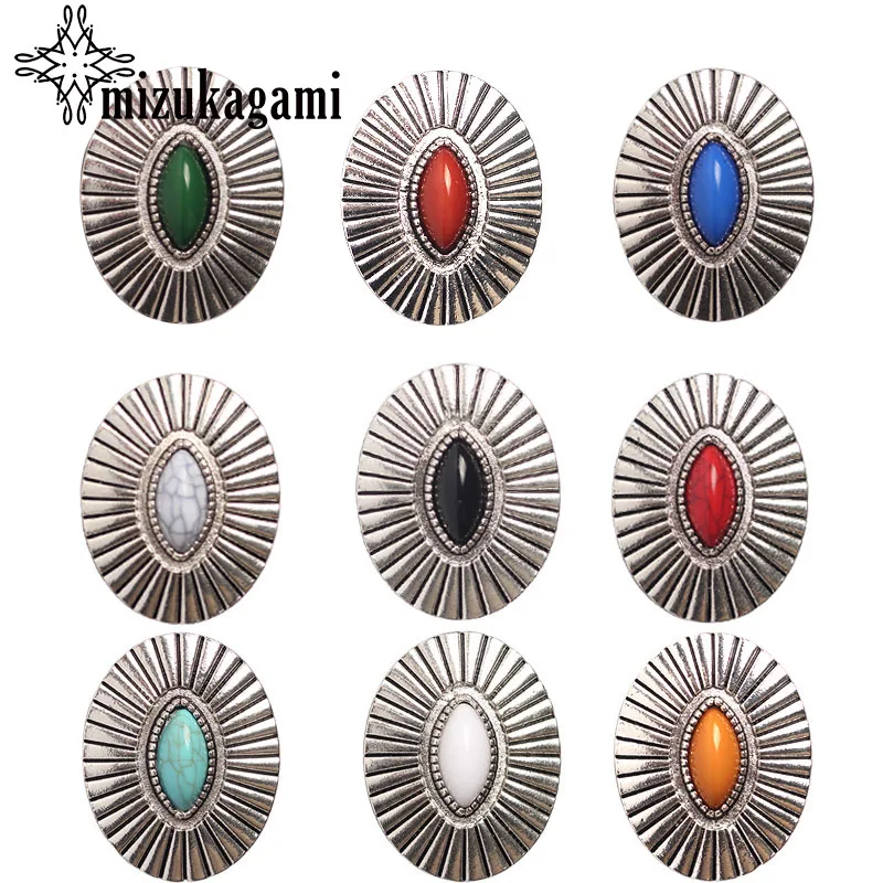 

3pcs/lot Retro Zinc Alloy Oval Silver Decorative Buttons Charms Pendants For DIY CONCHO Hair Jewelry Accessories