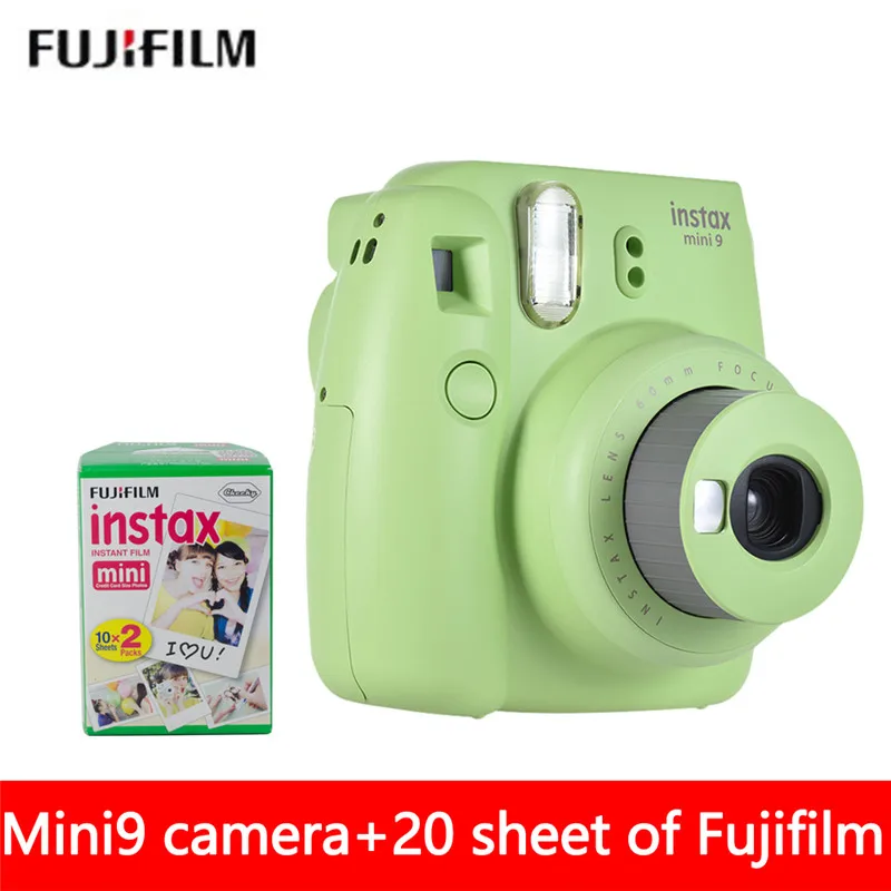 Fujifilm Instax Mini 9 Fuji мгновенная камера пленочная камера с зеркало для селфи+ 20 листов Белый 3 дюйма пленка фотобумага - Цвет: green