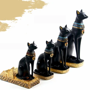 

Resin Craft Exotic Egyptian Cats Figurines Home Decorations Europe Living Room Bar Vintage Cat God Statue Miniature Ornaments