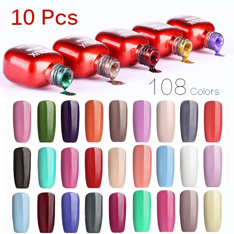 

10Pcs/lot SIOUX 6ml UV Gel Nail Polish LED Lamp Long lasting Soak Off Cheap Gelpolish Vernis Top Coat Glue 108 Color SI08