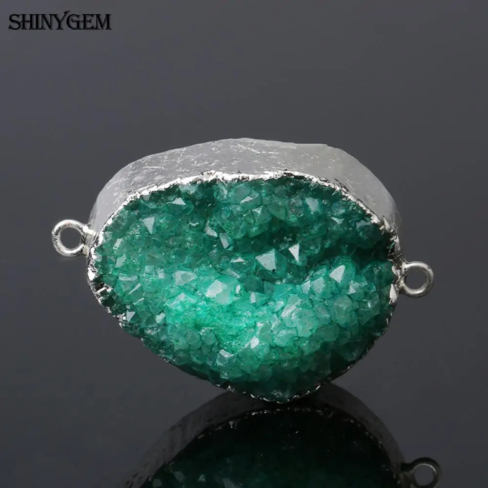 ShinyGem натуральный камень кулон разъем нерегулярные 6 цветов Druzy Кристалл Кулон