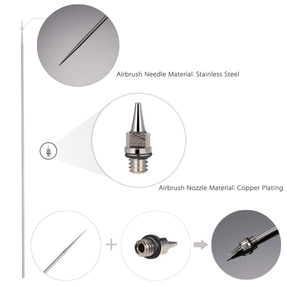 Стеклянный Аэрограф, чистящий горшок с 0,2/0,3/0,5 мм иглами, насадками для макияжа, тату, пистолет-распылитель, модель Sparyer, инструмент для чистки красок