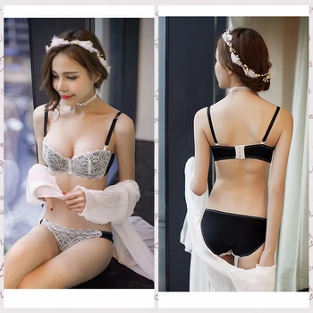 

Sexy Lingerie Sets Half Cup Bra A B Cup& Pantie Set 32-38 Super Boost Push-up Brassiere Fashion Half Cup Wedding Bra + Panty Set