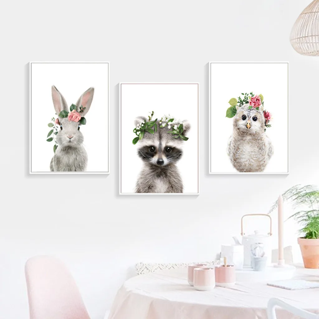 

Hanging Painting Cute Animal Mural Art Canvas Family Children's Room Decoration Picture Frame 60x80cmZ502