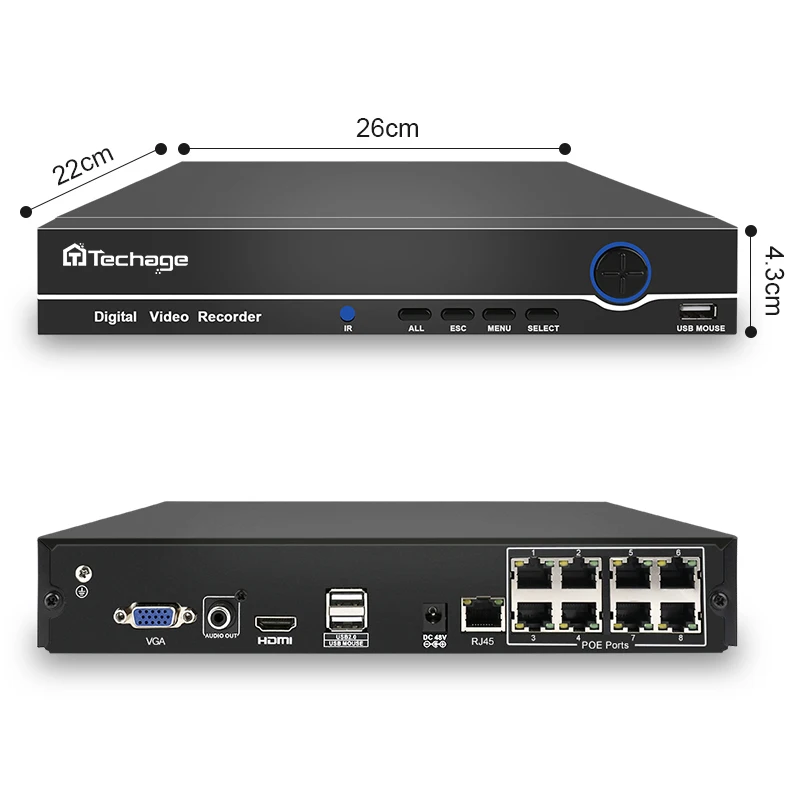 Techage-8CH-1080P-HDMI-POE-NVR-Kit-CCTV-Security-System-8PCS-Outdoor-2MP-Audio-Sound-IP