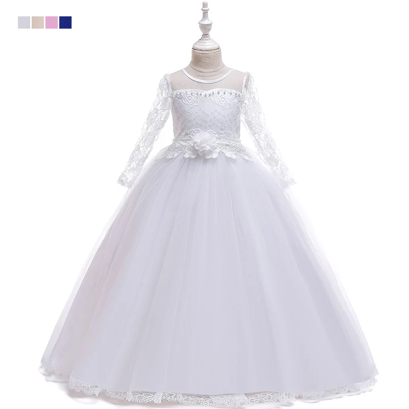 

Princess Party Dresses for Girls Lace Long Sleeve Flower Party Ball Gown Evening Dresses Kid Prom Wedding Children Dress