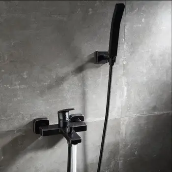 

High Quality Wall Mounted Black Oil Rubbed Bathtub Faucet Set with Hand held Bath & Shower mixer Sprayer Tap