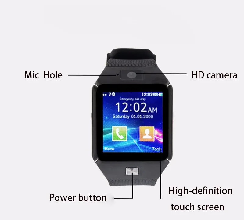 Оригинальные Смарт-часы с Bluetooth, звонки/SMS, sim-карта, камера, умные наручные часы для apple, Android, умные часы DZ09