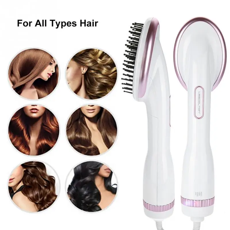 

1000W 2 IN 1 Electric Hair Dryer Brush Ionic Hair Straightener Comb Hair Brush