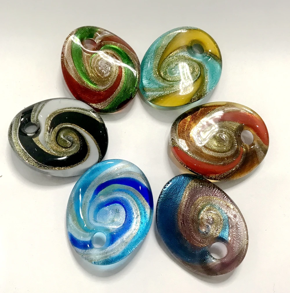 FREE SHIPPING yqtdmy 6 pcs Charming Flower Lampwork Pendants Murano