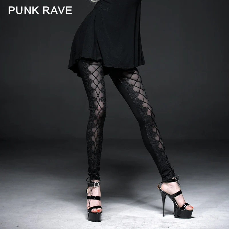 PUNK RAVE Mesh Knit Laciness Legging Fashion Sexy Lady Mesh Knit