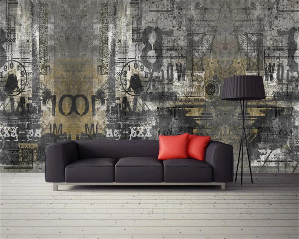 Beibehang パーソナライズされた3d壁紙 レトロな壁紙 英語の落書き セメント効果 3d Wallpaper Photo Wallpapermural Wallpaper Aliexpress