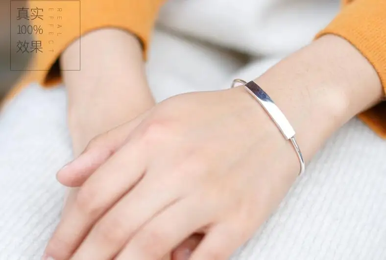 

Simple design Genuine 925 Sterling Silver Double Round Ball Polished Bangle Bracelet Cuff Adjustable Size LS165