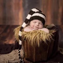 Распродажа шапка для новорожденных капот крючком детские шапки крючком длинный хвост Детские Шапка-бини