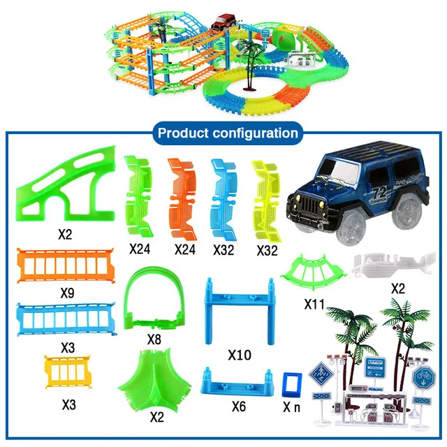 Схема lumineux voiture enfant jouet железная дорога волшебный грузовик железная дорога светящиеся трюки трек световой гоночный автомобиль Рождественский подарок - Цвет: Luxury set 3