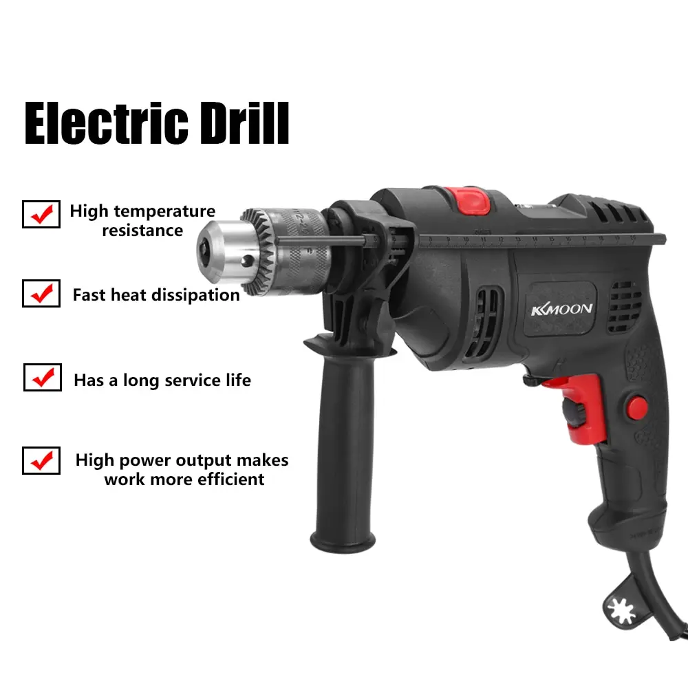 

220V 500W Electric Drill Hammer Drill Impact Drill Multi-function Adjustable Speed Woodworking Power Tool with Horizontal Bubble