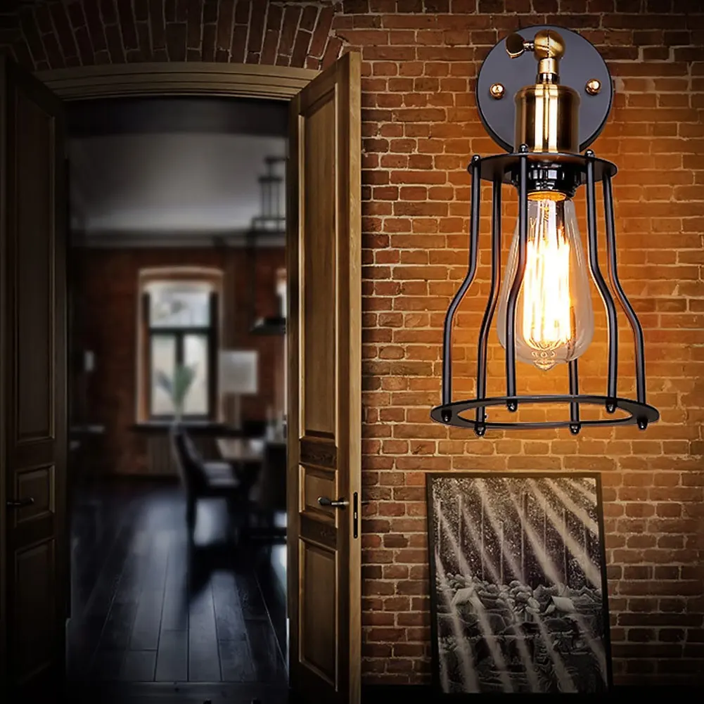 

American Retro Rustic Wall Light Industrial Loft Restaurant Bar Night club Creative Personality Iron Shelf Wall Sconce Lamp