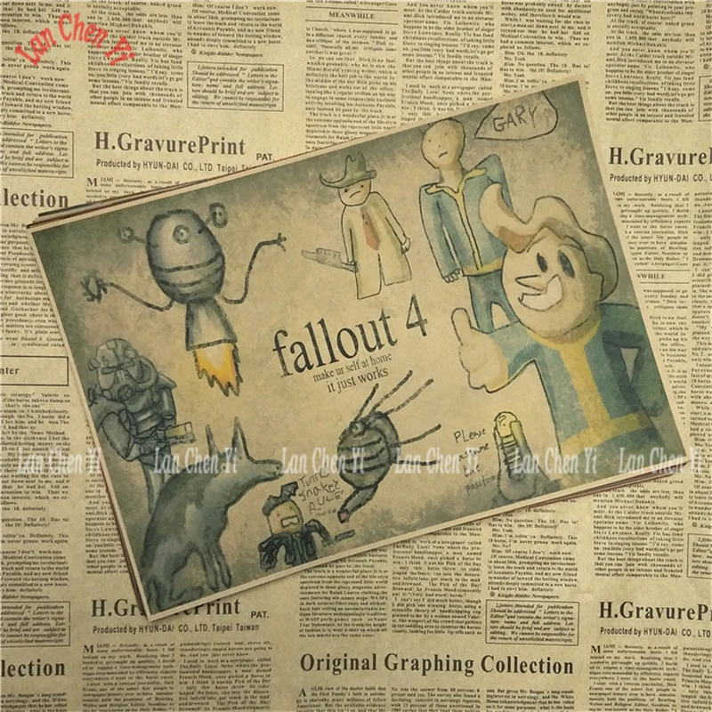 Fallout Классическая игра крафт-бумага Плакат Бар Кафе гостиная столовая настенные декоративные картины - Цвет: Небесно-голубой
