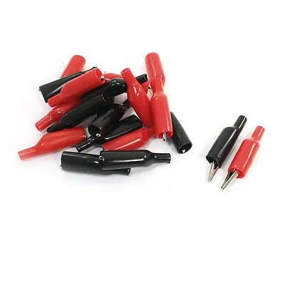

20Pcs Black Red Plastic Coated Testing Probe Mini Alligator Test Clips