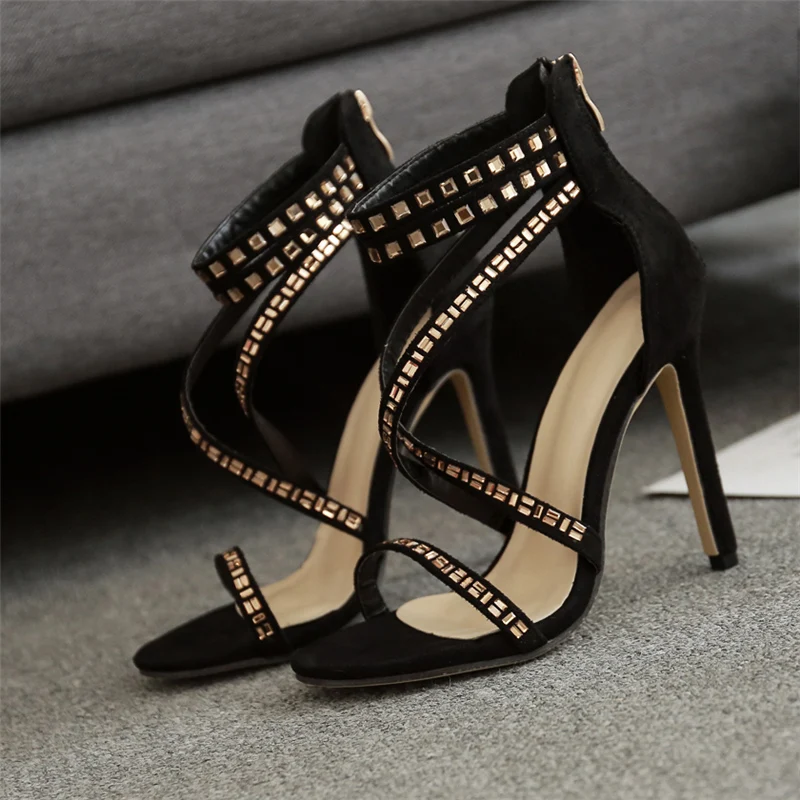 2019 Women Summer 11.5cm High Heels Cross Strap Stiletto Sandals Lady Fashion Rome Sexy Crystal Luxury Design Pumps Female Shoes 2019 Women Summer 11.5cm High Heels Cross Strap Stiletto Sandals Lady Fashion Rome Sexy Crystal Luxury Design Pumps Female Shoes