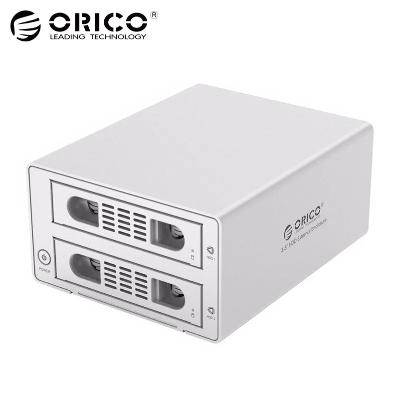 

ORICO Tool free Aluminum 2 Bay 3.5 inch SATA 3.0 to USB3.0 eSATA HDD External Docking Station RAID Function HDD Case Enclsore