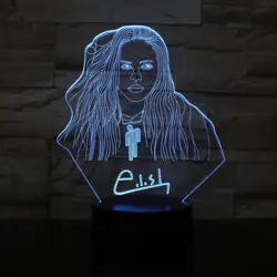 Billie Eilish знаменитая звезда фигурка 3D иллюзия светодиодный ночник лампа Декор офисного помещения настольная лампа вентиляторы подарок