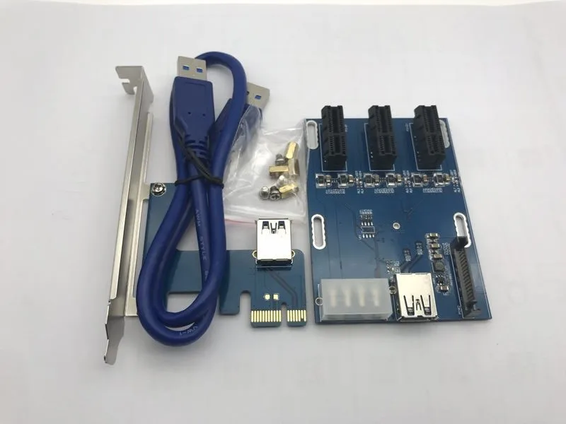 Новый Синий PCIe от 1 до 3 PCI express 1X слоты Райзер-карта Mini ITX к внешнему слота PCI-e