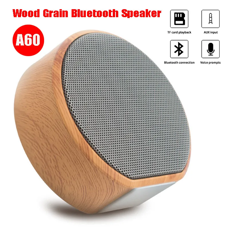 

Portable Mini Subwoofer Audio Stereo Loudspeaker Wireless Bluetooth Wood Grain Speaker Support AUX TF Card for iPhone Android