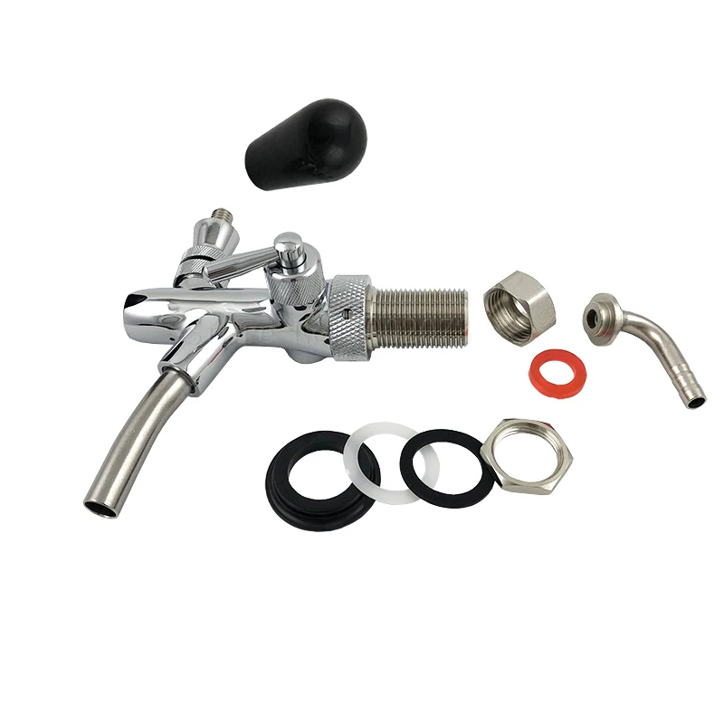 Kegerator Draft Beer Tap Faucet with adjustable Flow Controller chrome plating Shank Tap Kit for homebrew Kegging (2)